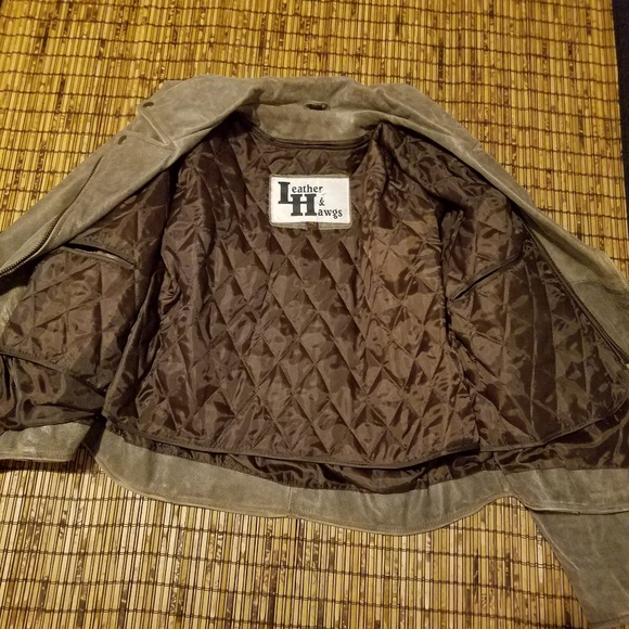 Leather biker jacket tan cream zip-out liner vintage XL - Picture 5 of 8